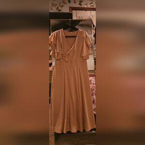 Elegant Tan Ruffle Dress